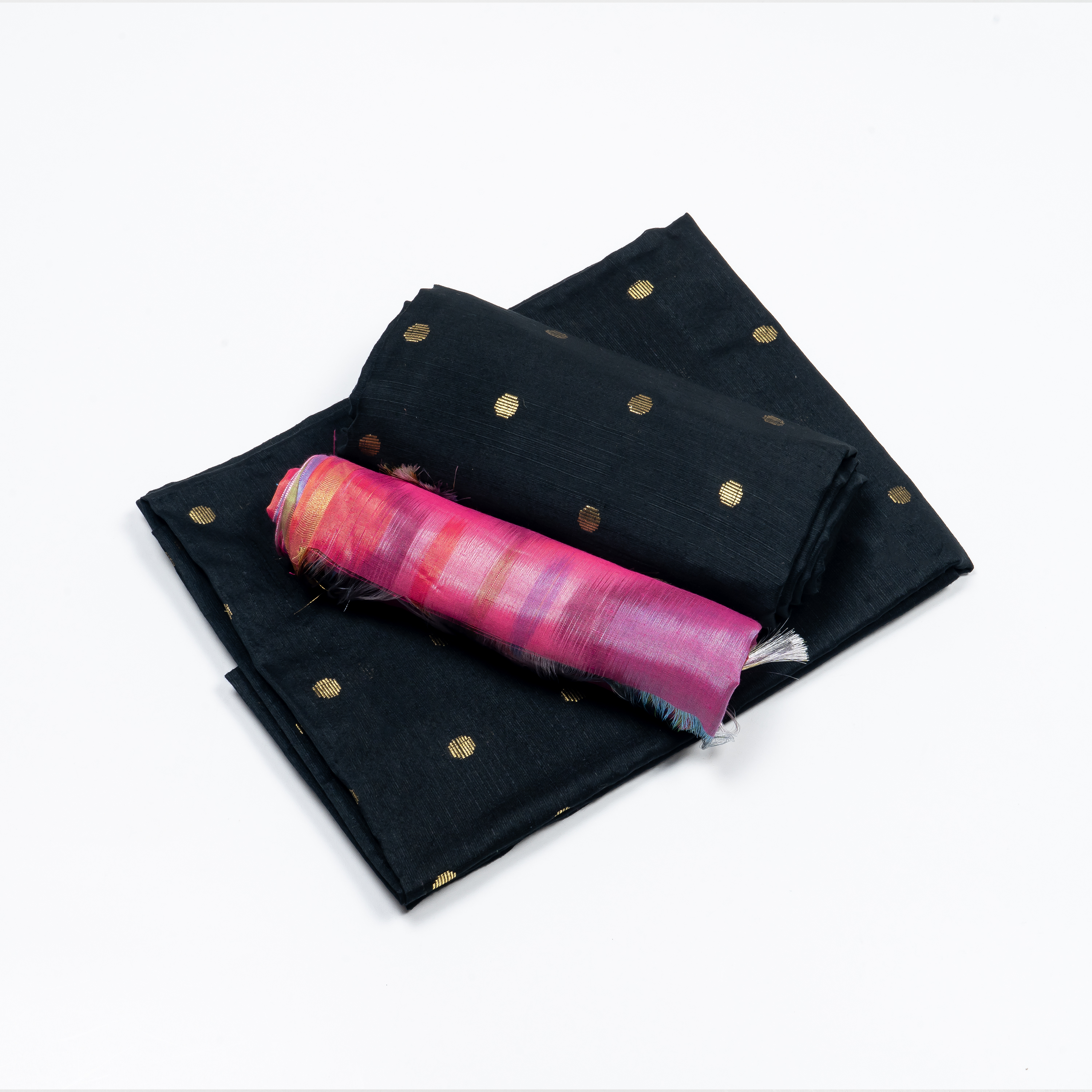 Cotton Silk Dress Material- Block Print with Zari Border-pink