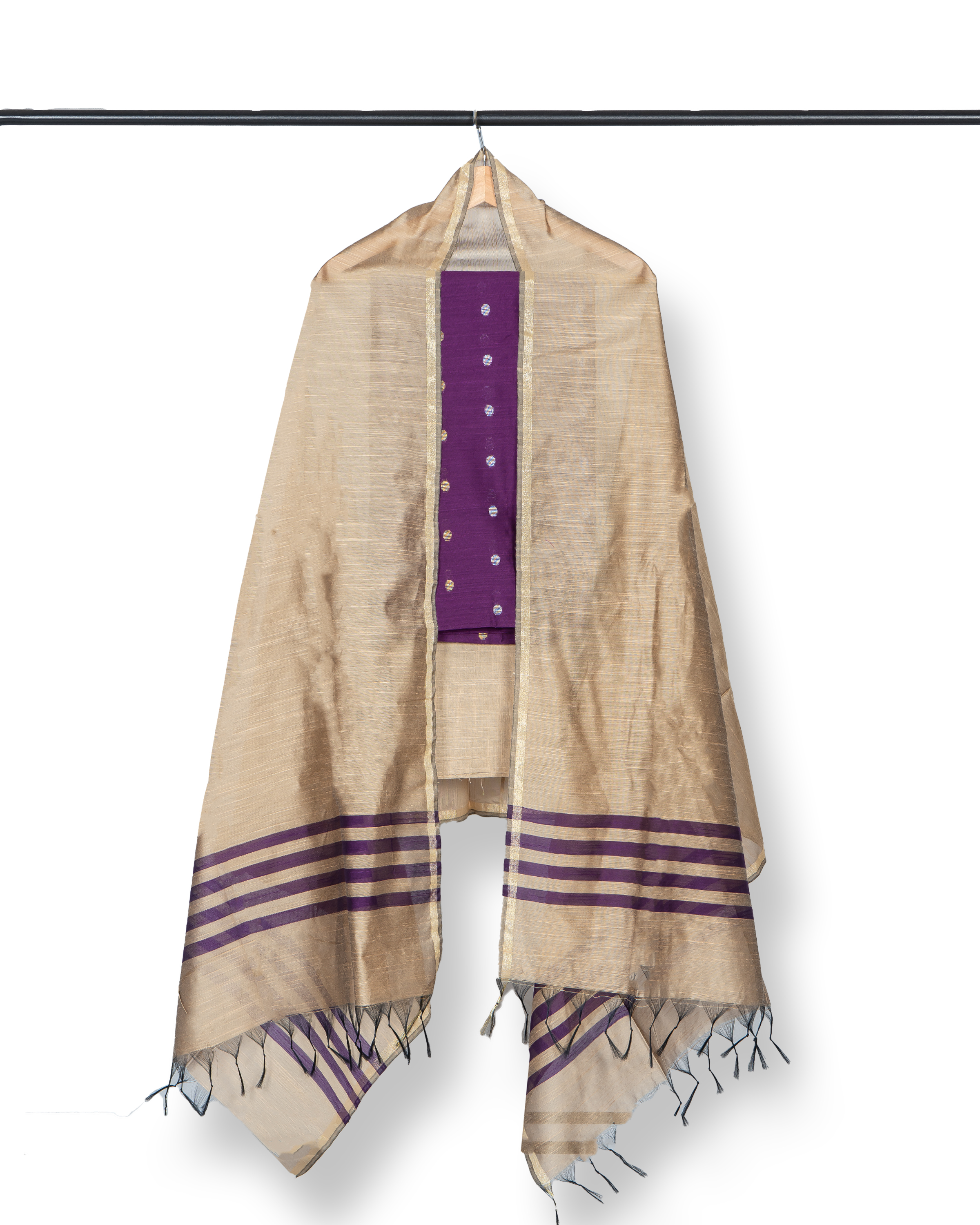 Raw Silk Dress Material-Dark Purple